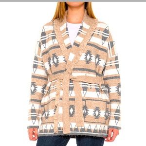 NWT womens TAHARI belted aztec cardigan sweater SIZE MEDIUM!